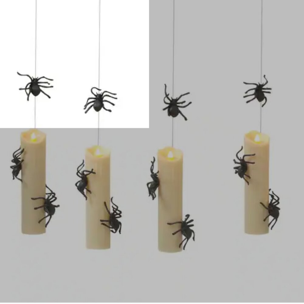 Gerson Halloween Hanging LED Lighted Spider Candles (set Of 4)